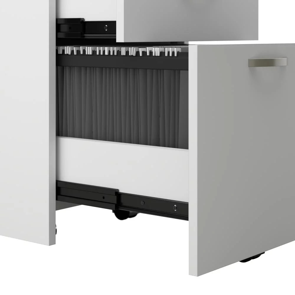 2 Person Cubicle Desk Set in Pure White Engineered Wood U3766