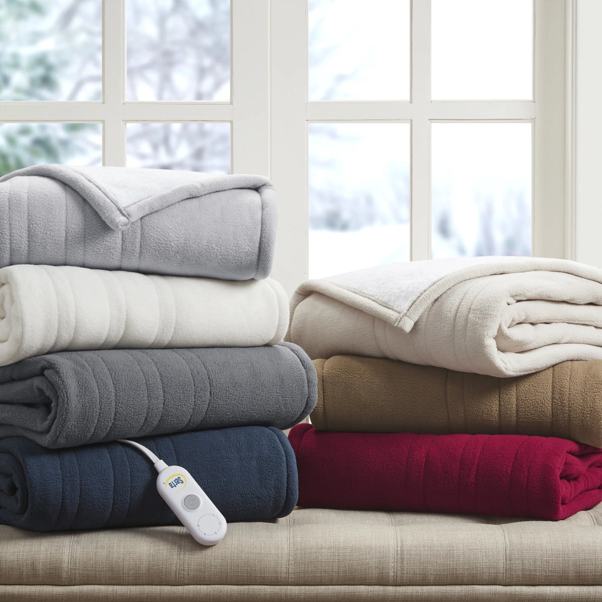 Berry Red Reversible Fleece to Sherpa Throw S427536