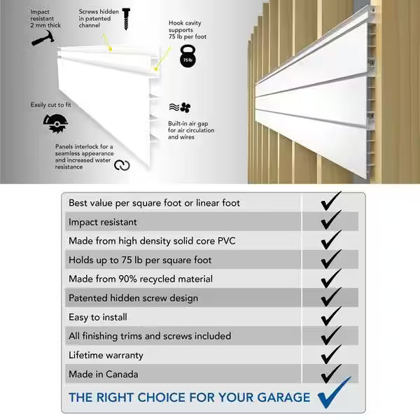 Light Grey Slat Wall Panel Set 3-Pack I7694