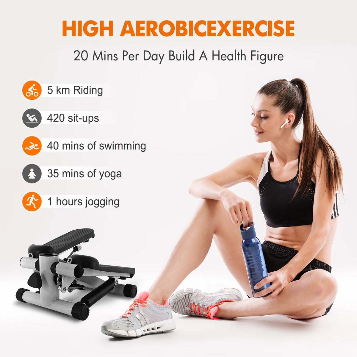 Gray Mini Stepper with Resistance Bands W22219