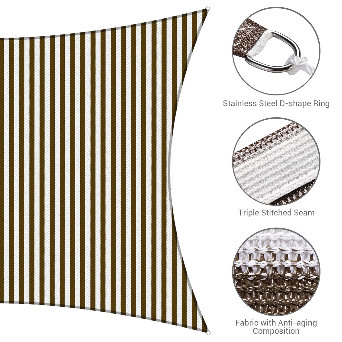 Coffee White Rectangle Sun Shade Sail T1228