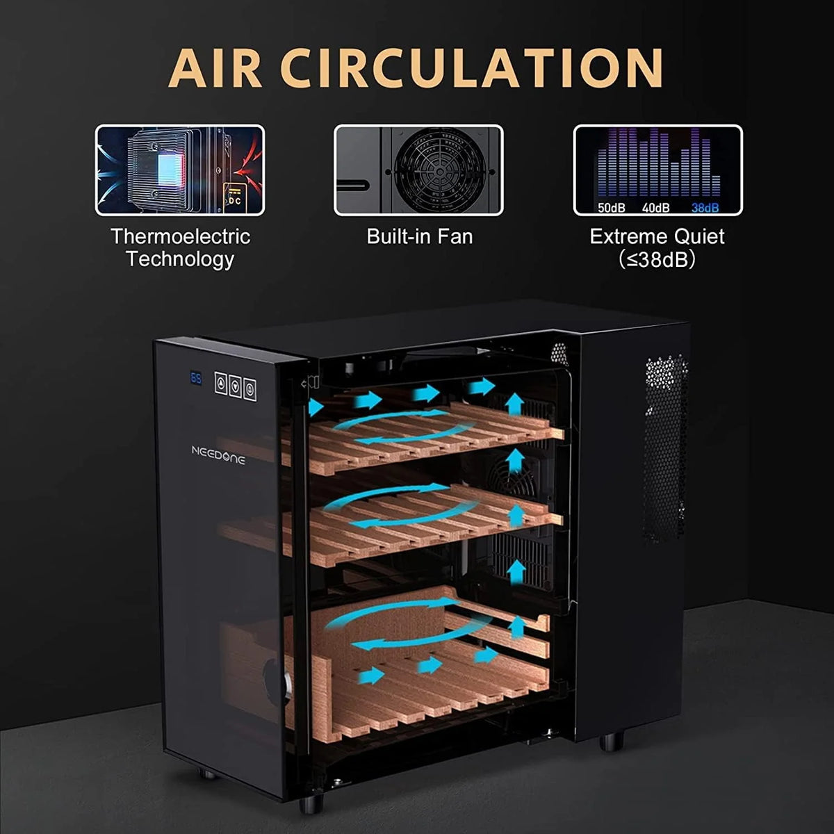 23L Electric Cigar Humidor with Spanish Cedar Wood Shelves W52642