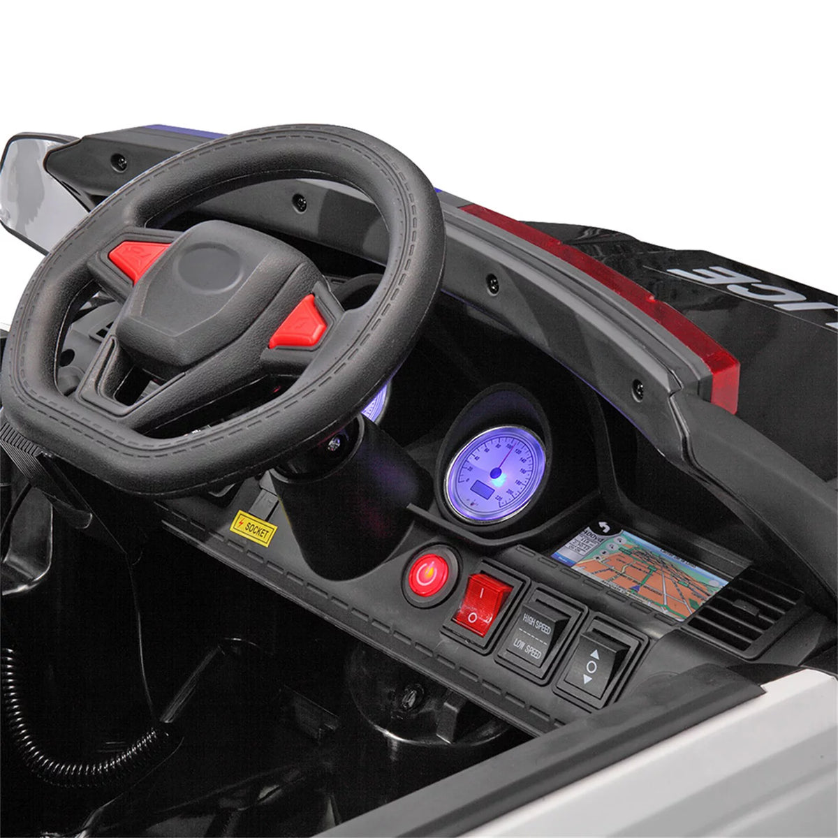 12V Powered Ride On Police Car with Parental Remote Control, Black X1144