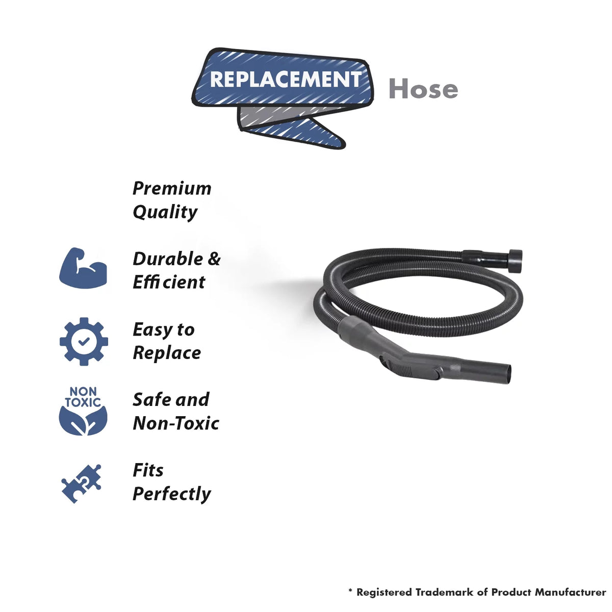 Wet/Dry Vacuum Cleaner Hose with Clip & Hose End V7204