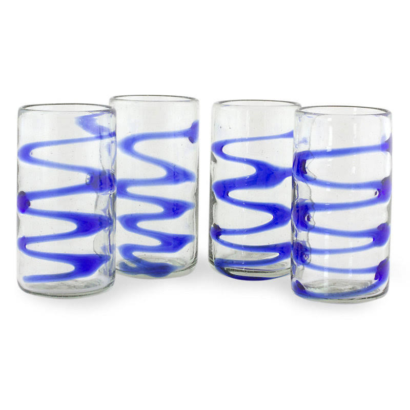 4 Piece Hand Blown Water Glass Set D3058