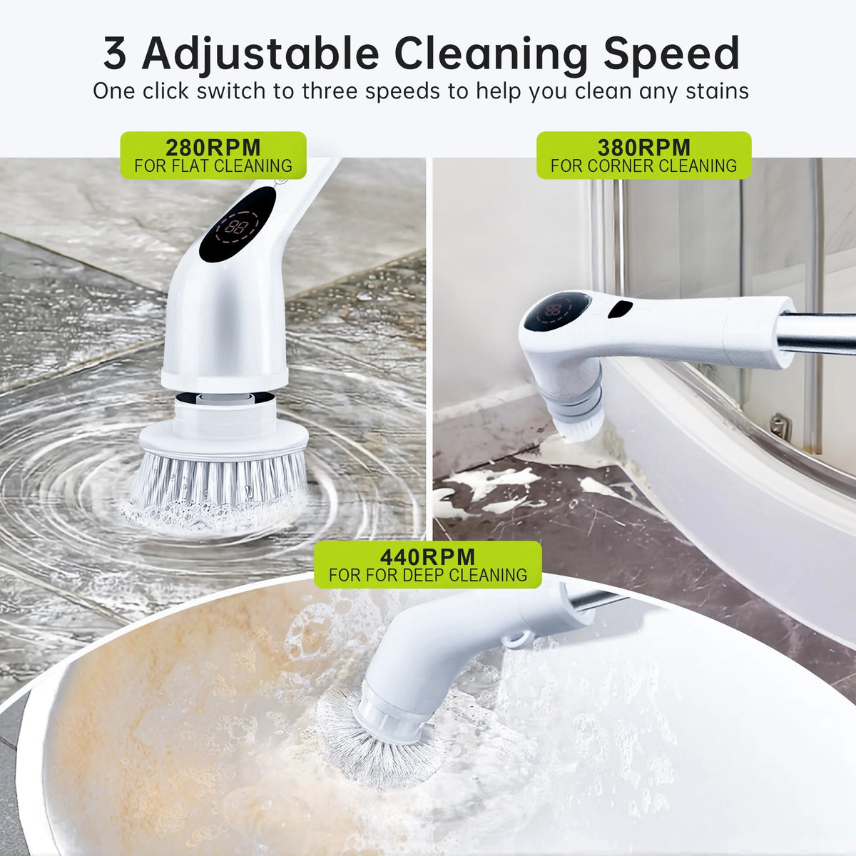 Cordless Electric Spin Scrubber with 9 Replaceable Brush Heads B895498