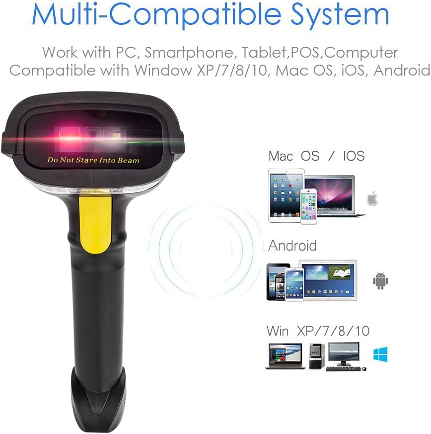 2D Barcode Scanner, 2.4G Wireless & Bluetooth & USB Wired, Pack of 2 N54339