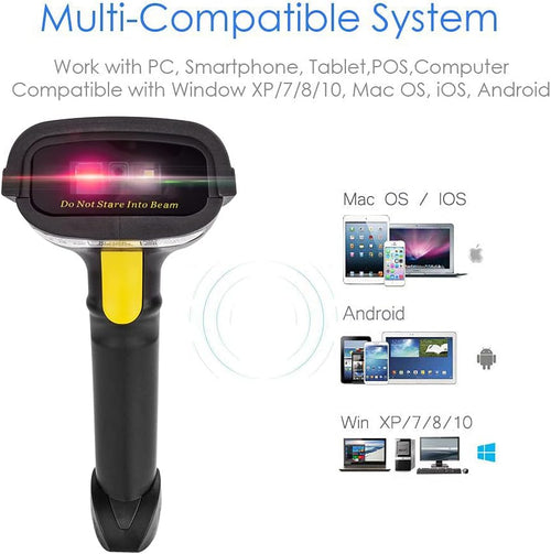 2D Barcode Scanner, 2.4G Wireless & Bluetooth & USB Wired, Pack of 2 N54339