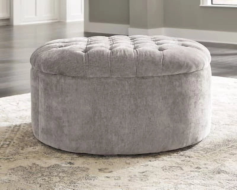 Oversized Chenille Linen Accent Ottoman F349997