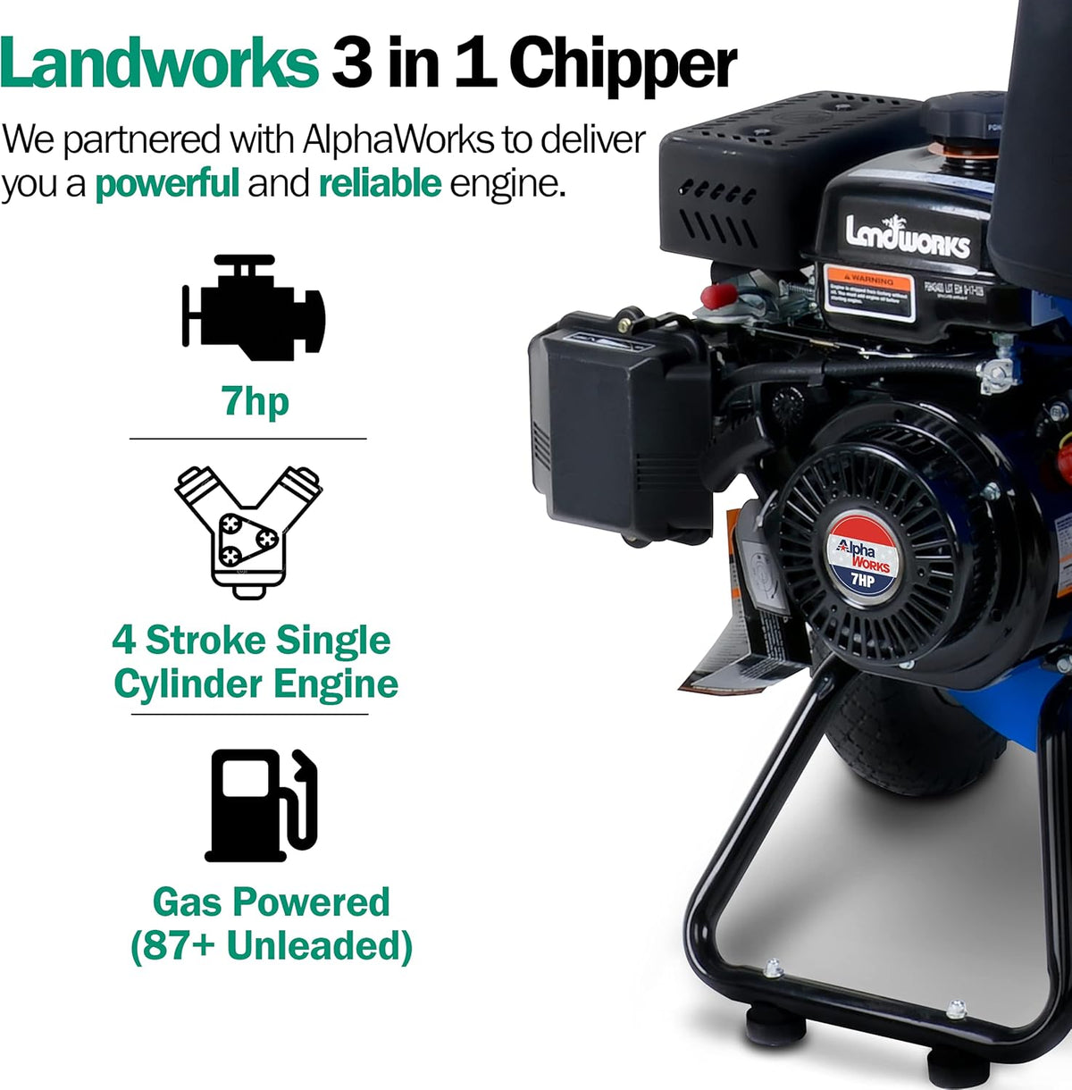 7HP 3 Inch Max Capacity Wood Chipper Shredder Mulcher J6925