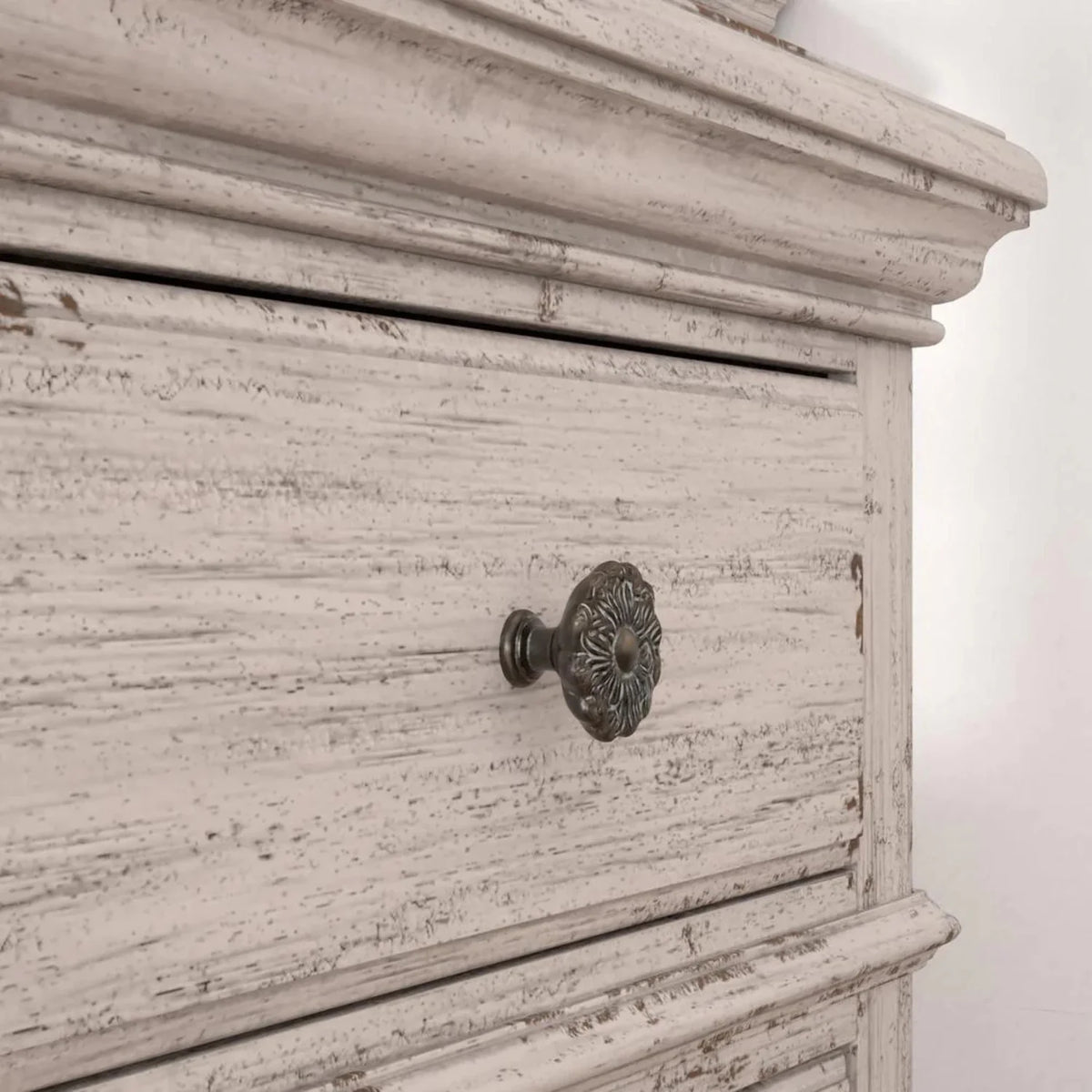 Antique White Wood Two Drawer Nightstand U8378