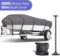 600D Waterproof Boat Cover with Support Pole, Pack of 2 D796060