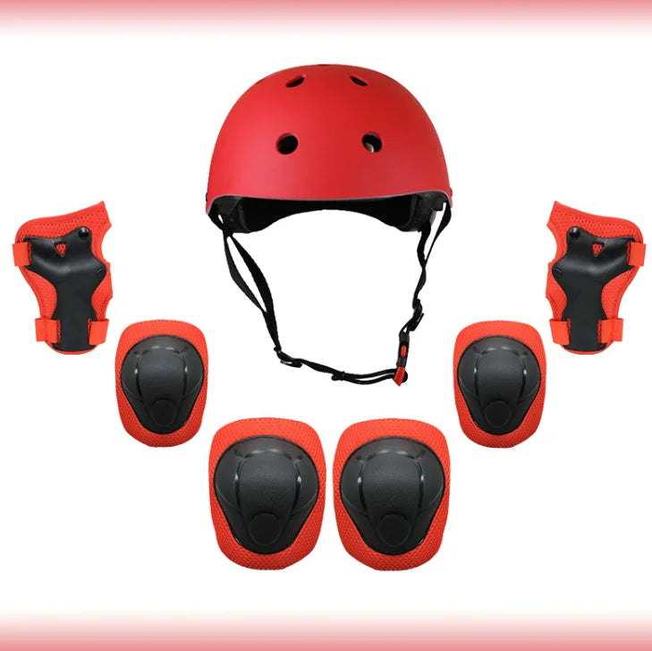 7 Pcs Kids Safety Helmet Knee Elbow Pad Sets N325