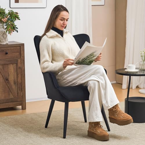 Black Boucle Upholstered Accent Chair U706615