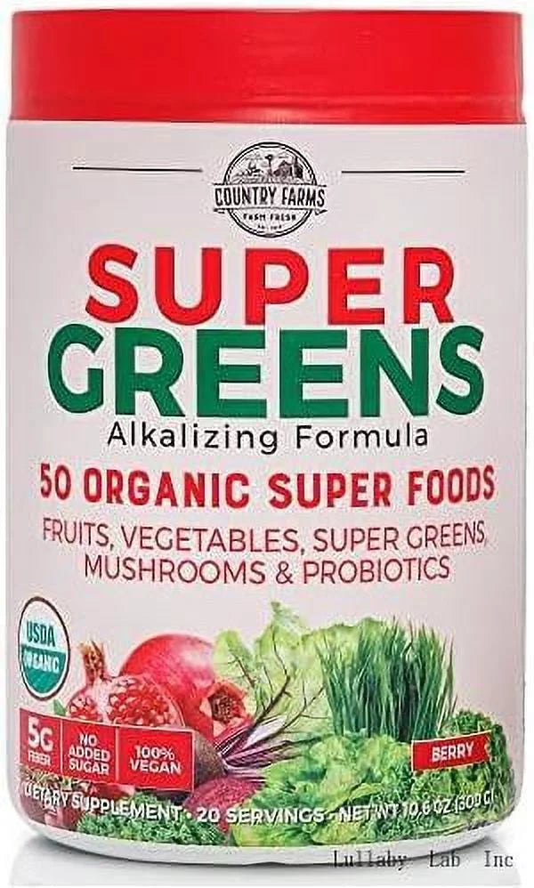 super greens, alkalizing formula, berry, 10.6 oz (300 g) Y95307