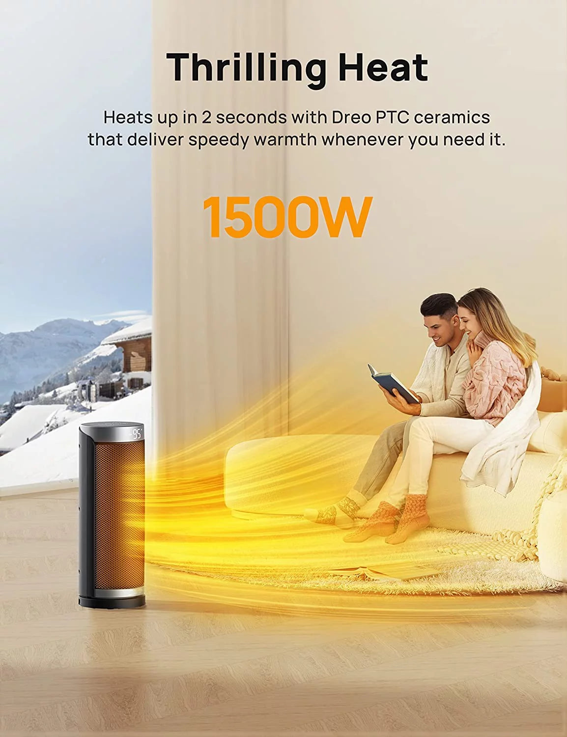 1500W Electric Ceramic Space Heater with Remote, Black, 16 inch R275