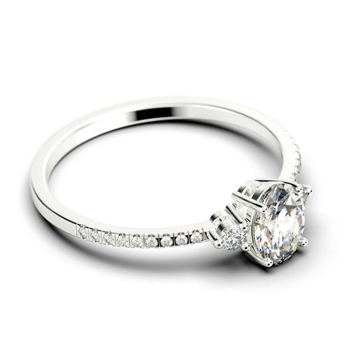 14K White Gold 3 Stone Diamond Ring R47712