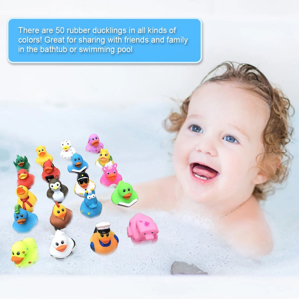 50 Pcs Assorted Rubber Duck Toy Bath Tub Pool Toys Y262281