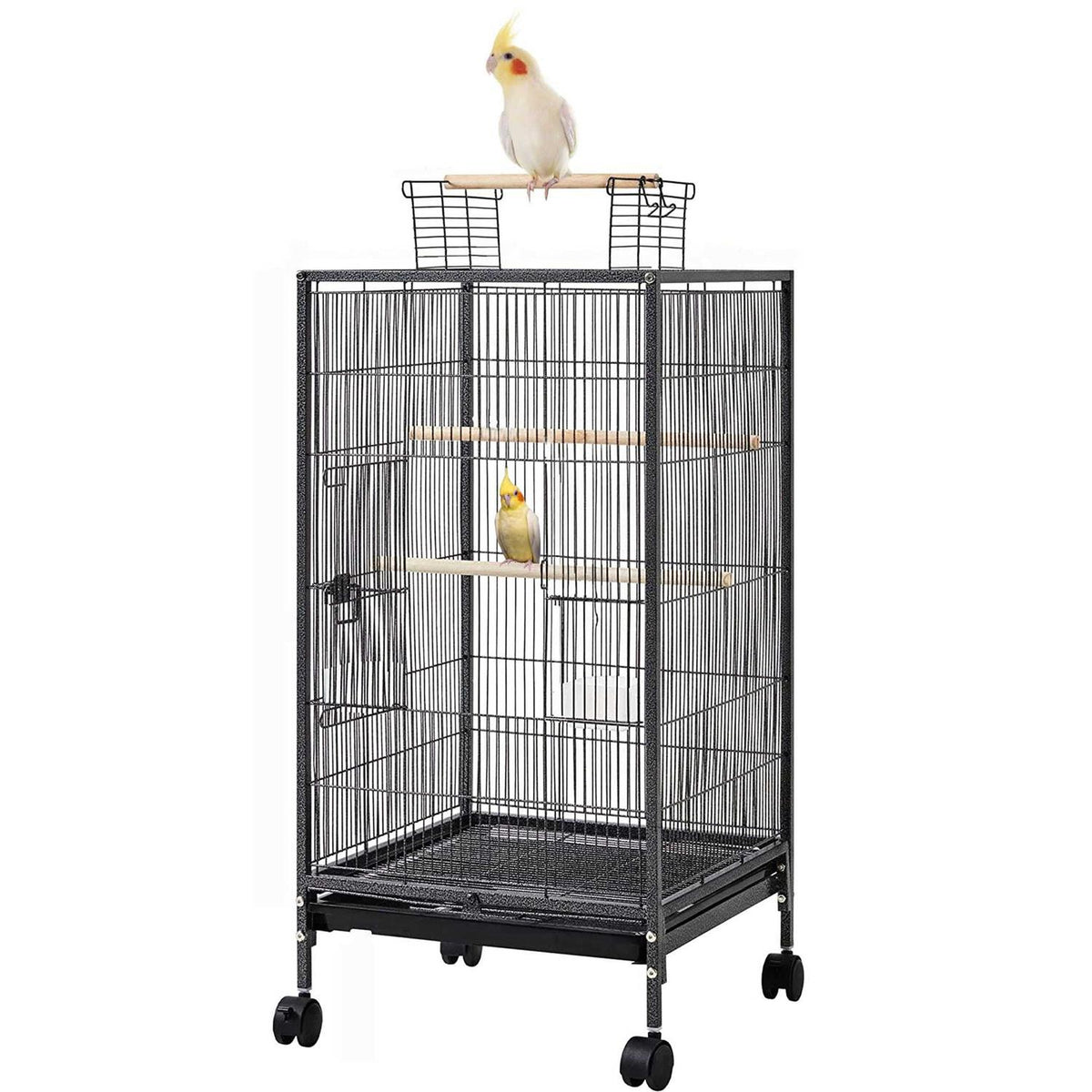 36-Inch Wrought Iron Bird Flight Cage with Rolling Stand I5460