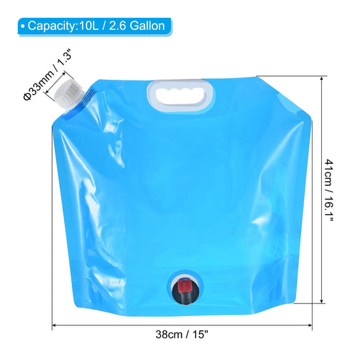 10L Collapsible Water Container Bag with Spigot, 3 Pack Blue S1196