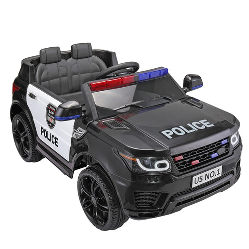 12V Powered Ride On Police Car with Parental Remote Control, Black X1144