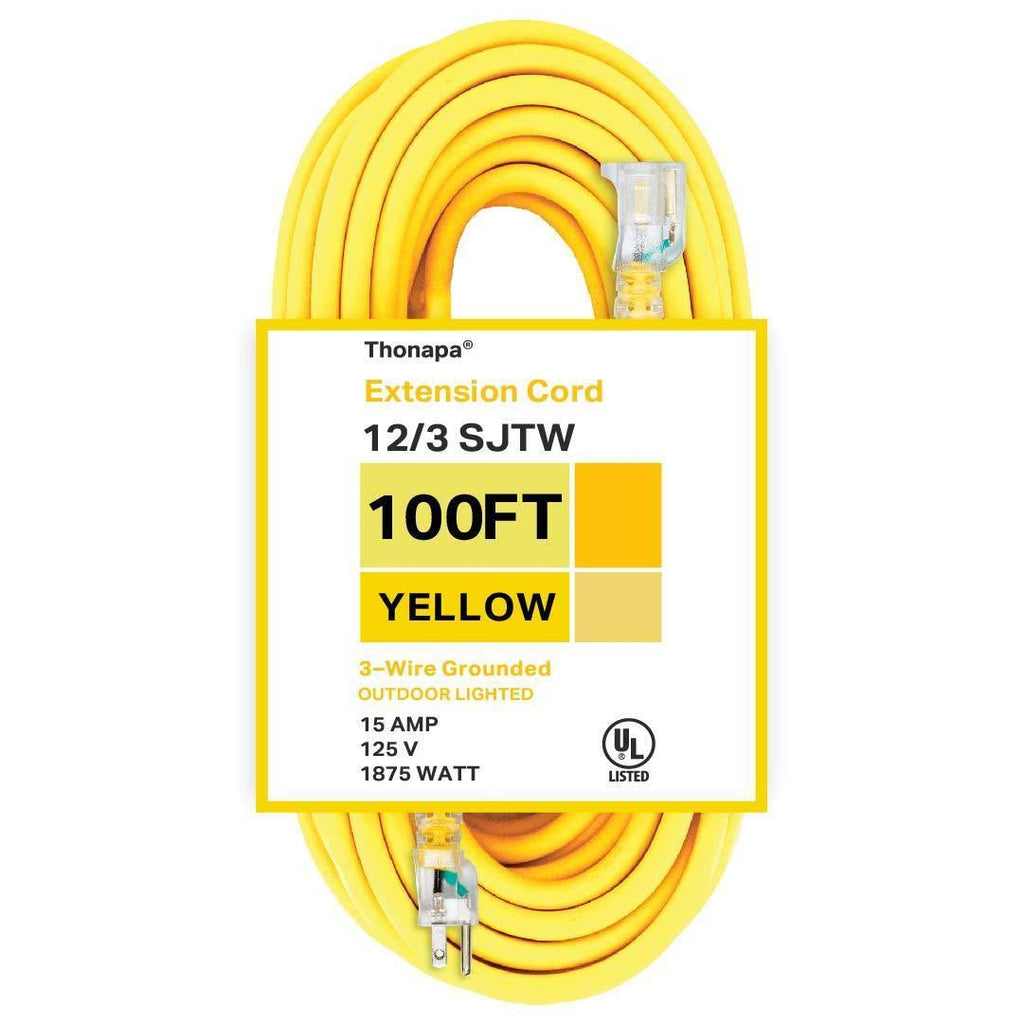 100 Foot 12/3 Heavy Duty Yellow Extension Cord M375627