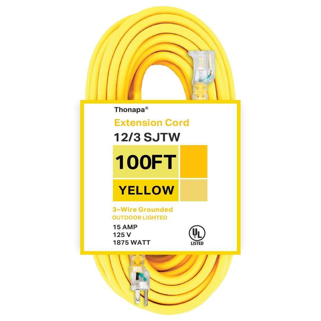 100 Foot 12/3 Heavy Duty Yellow Extension Cord M375627