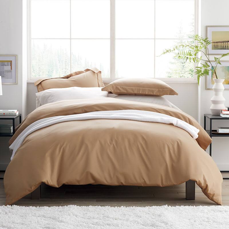 Supima Cotton Sateen Fitted Sheet, Alabaster Beige, California King O9792