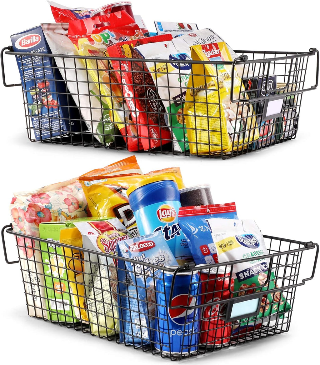 4 Pack Stackable Wire Baskets Metal Storage Bins G97879