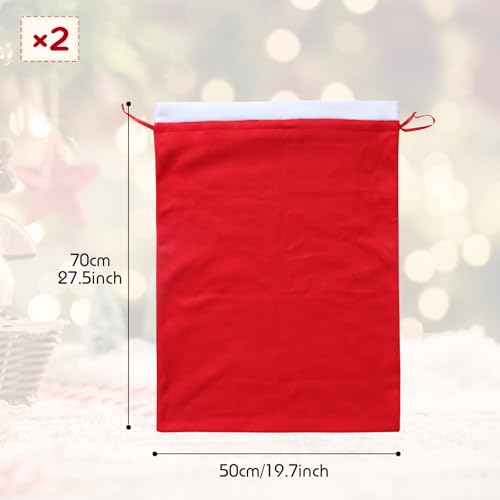 2Pcs Christmas Velvet Bags with Drawstring E686313