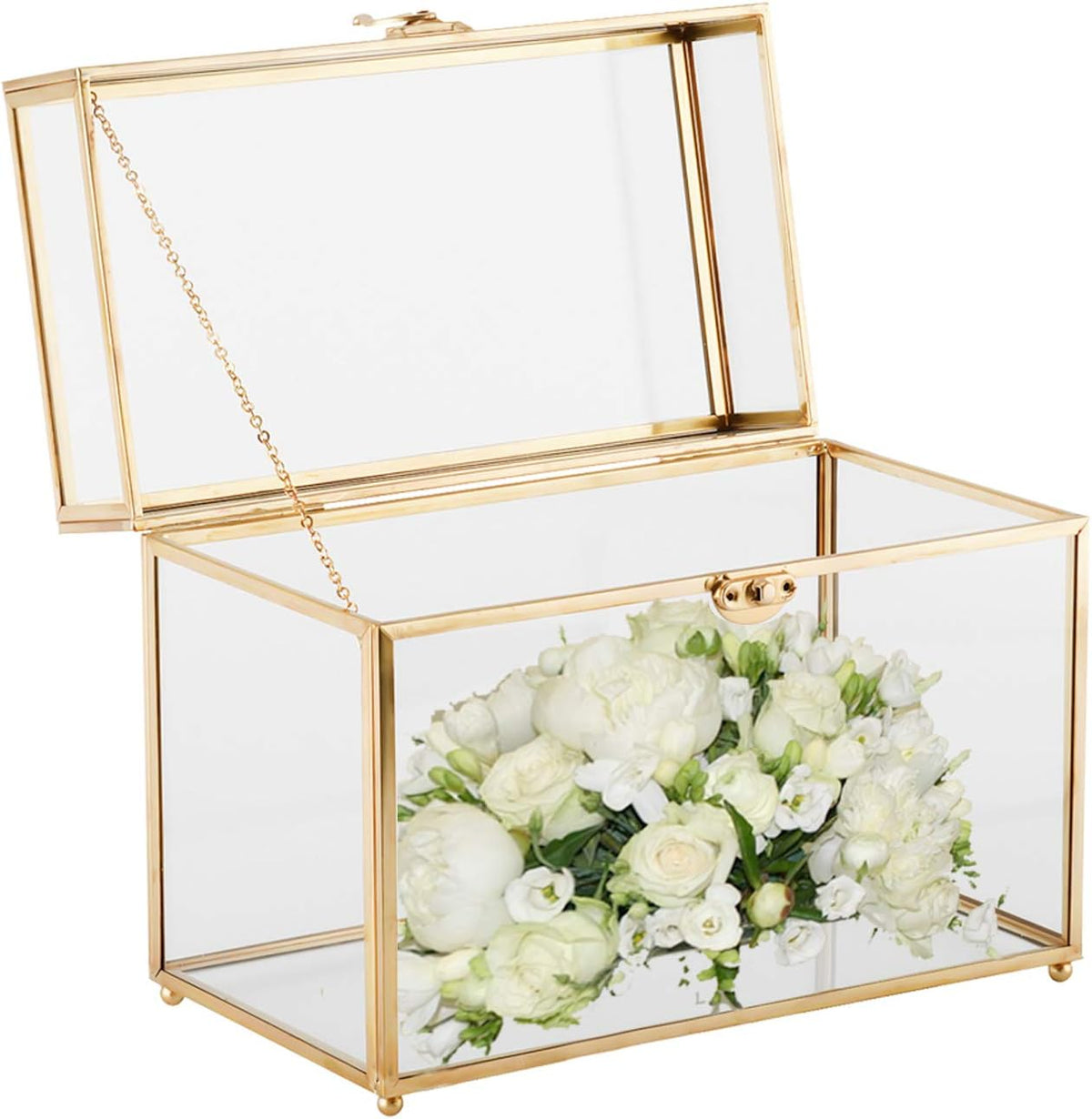 Gold Clear Rectangle Glass Card Box E31102