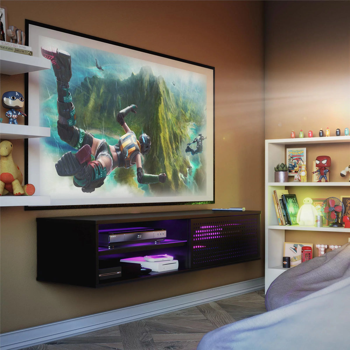 Black Floating TV Stand W2337