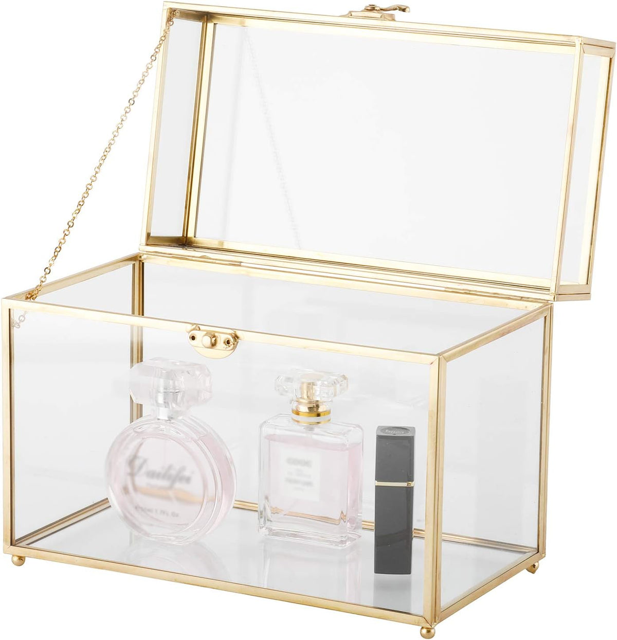 Gold Clear Rectangle Glass Card Box E31102