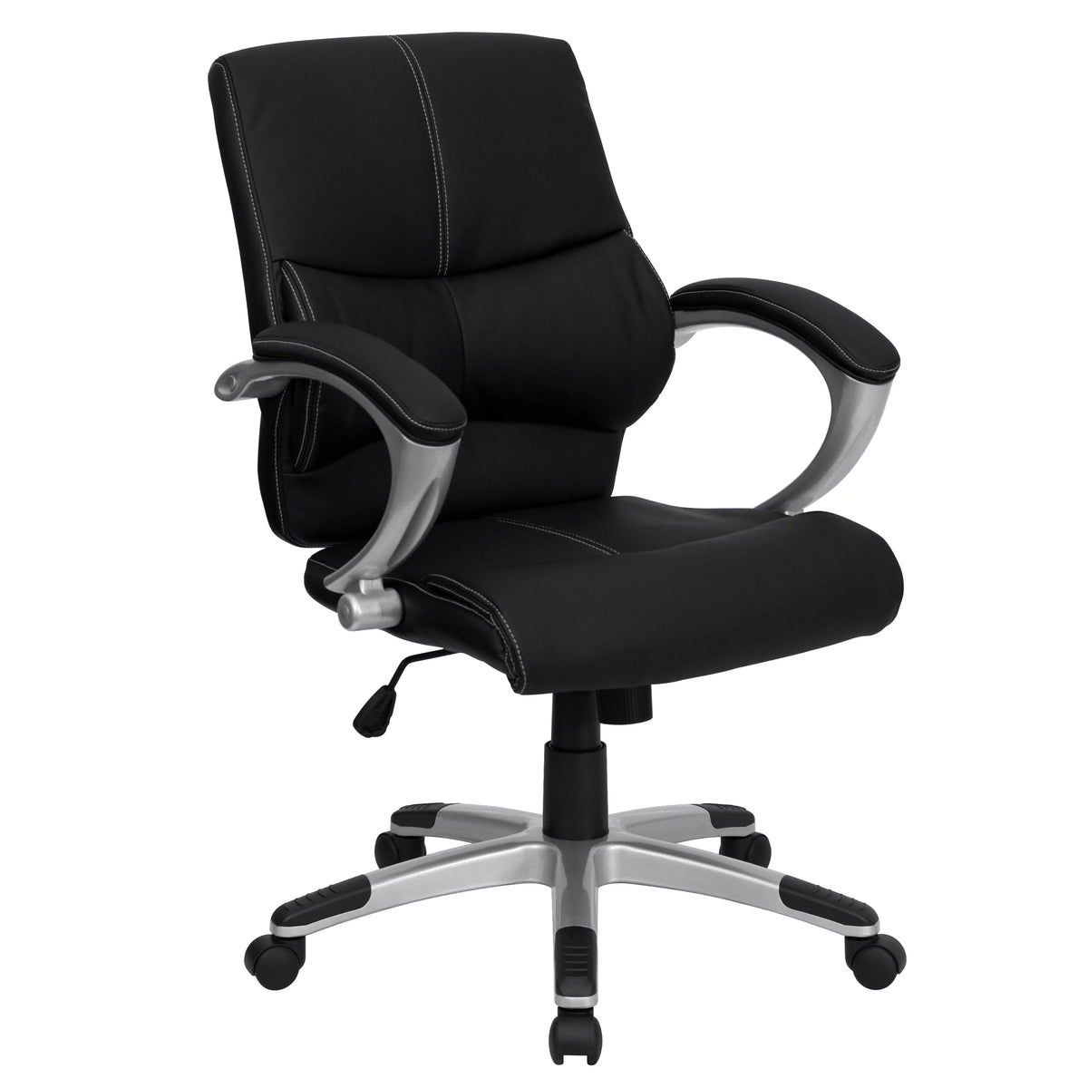 Black LeatherSoft Mid-Back Swivel Office Chair with Arms Z9771