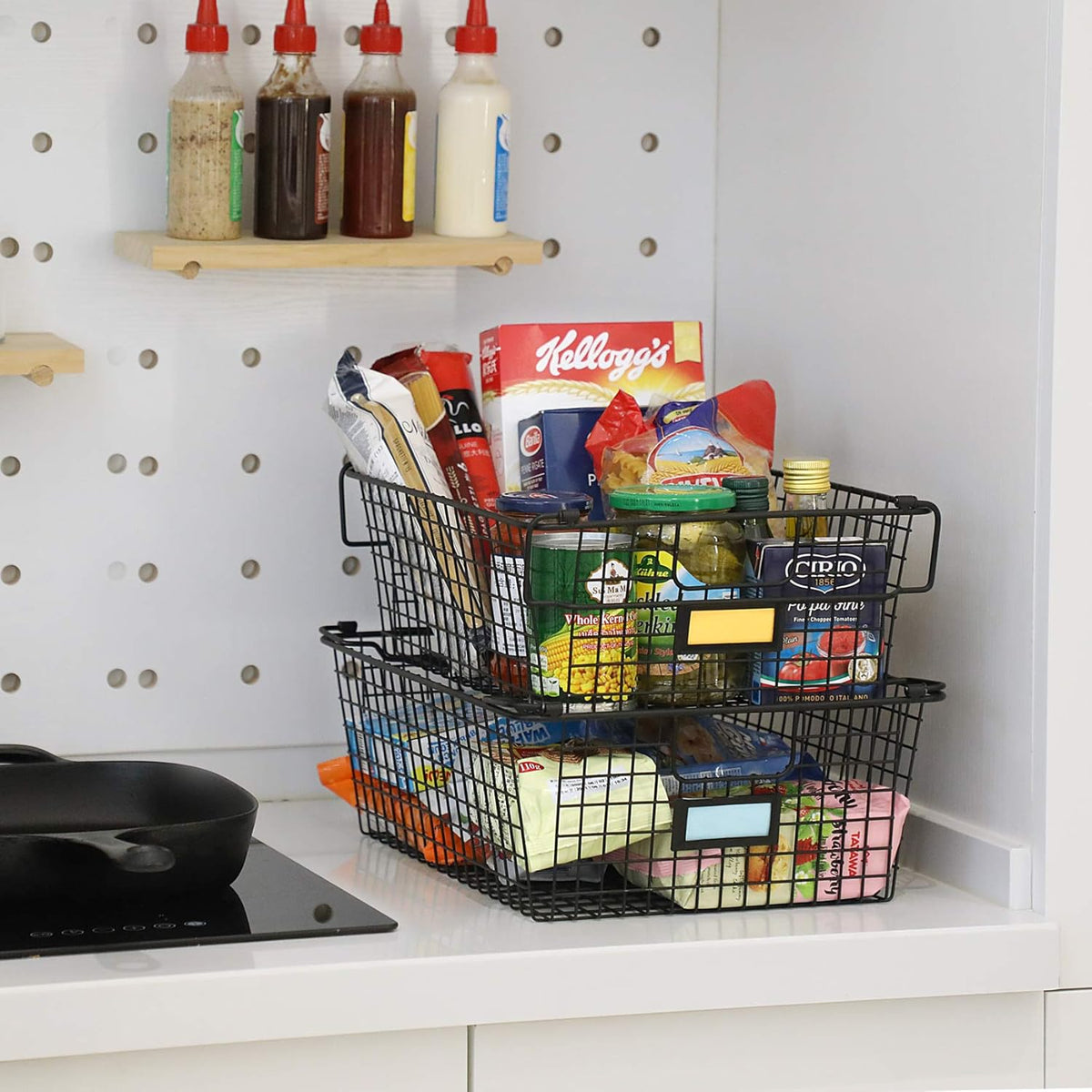 4 Pack Stackable Wire Baskets Metal Storage Bins G97879