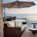 10' Hanging Patio Umbrella with Cross Base Tan Y8497