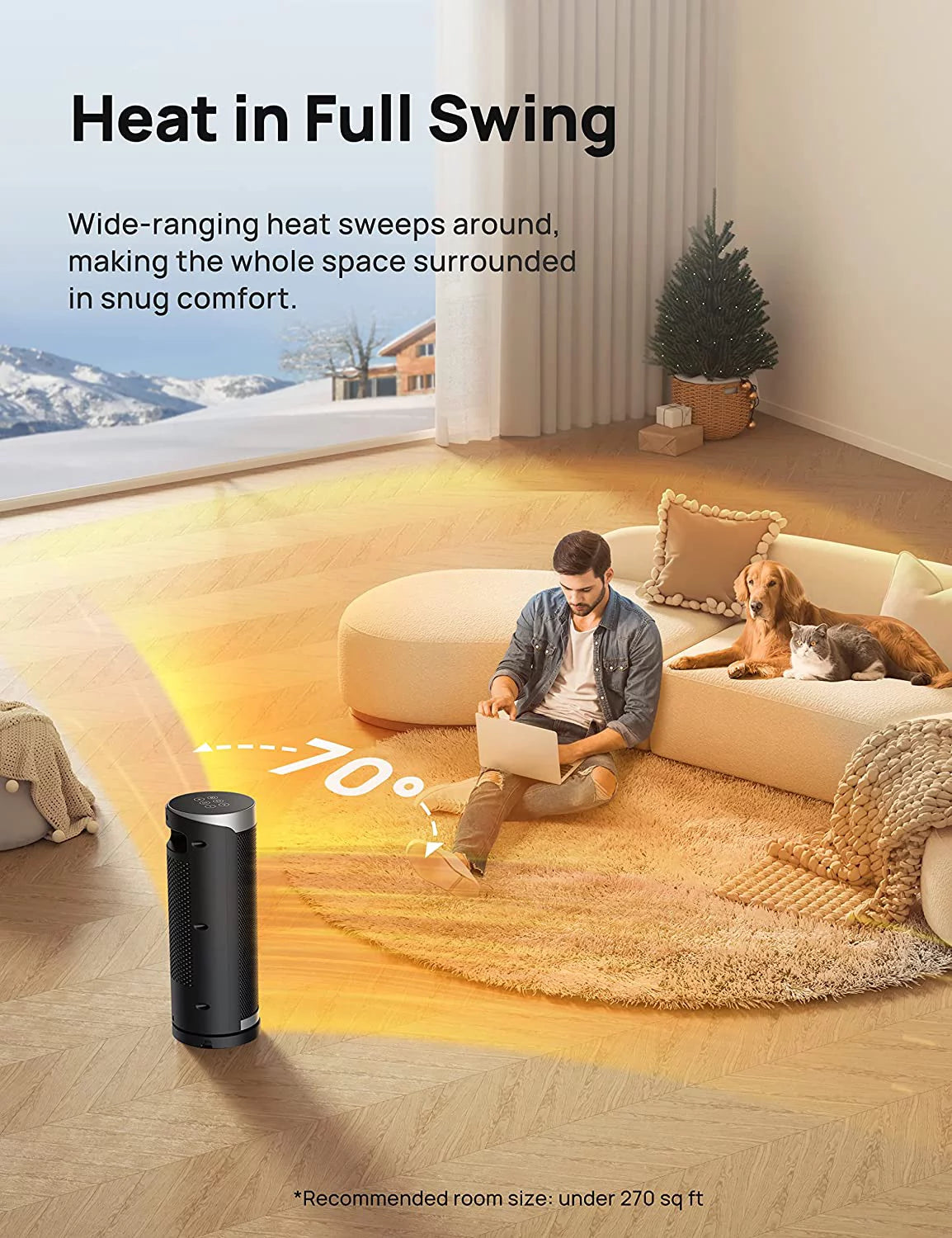 1500W Electric Ceramic Space Heater with Remote, Black, 16 inch R275