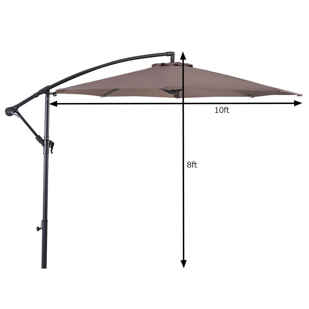 10' Hanging Patio Umbrella with Cross Base Tan Y8497