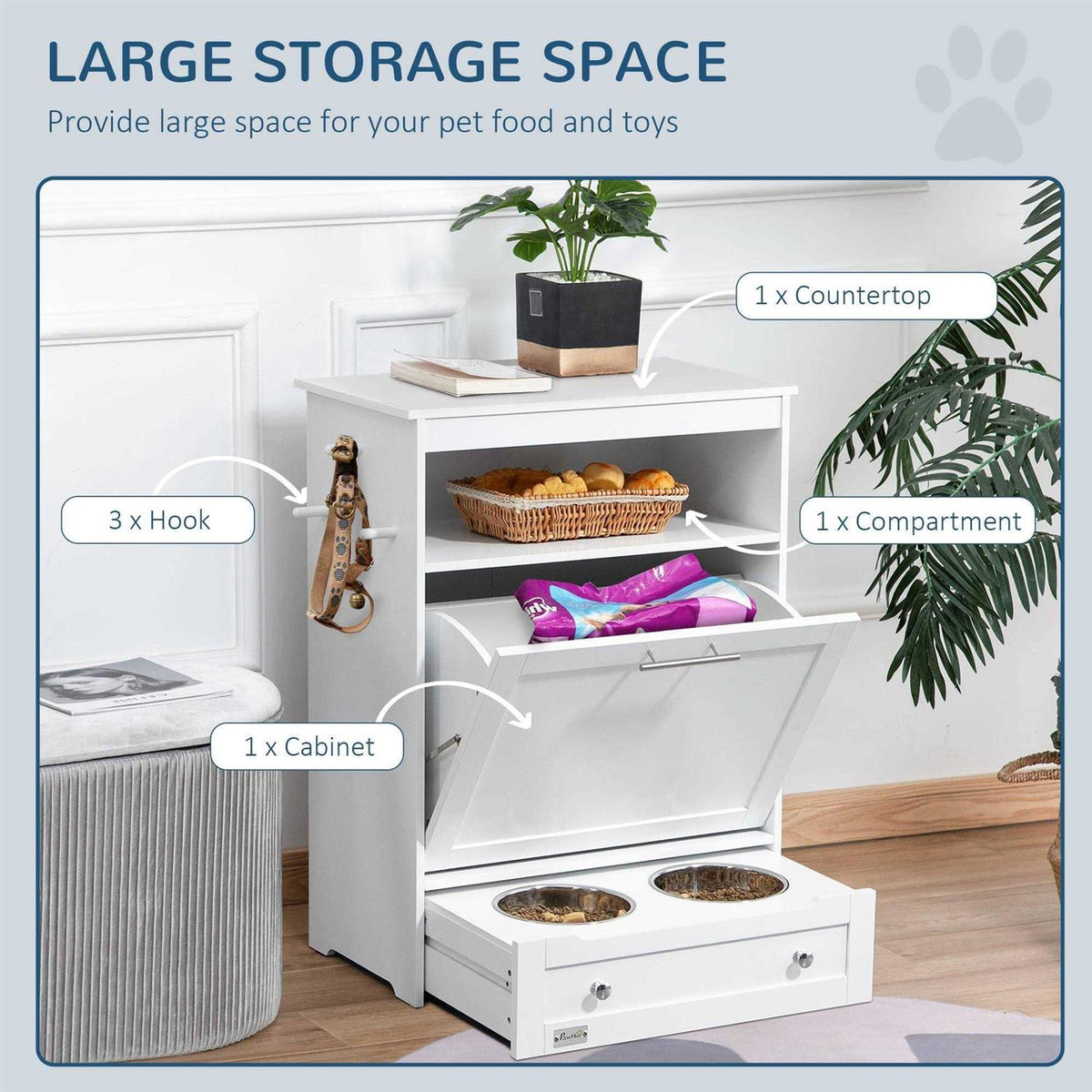 Raised Dog Bowl Storage Cabinet O45976