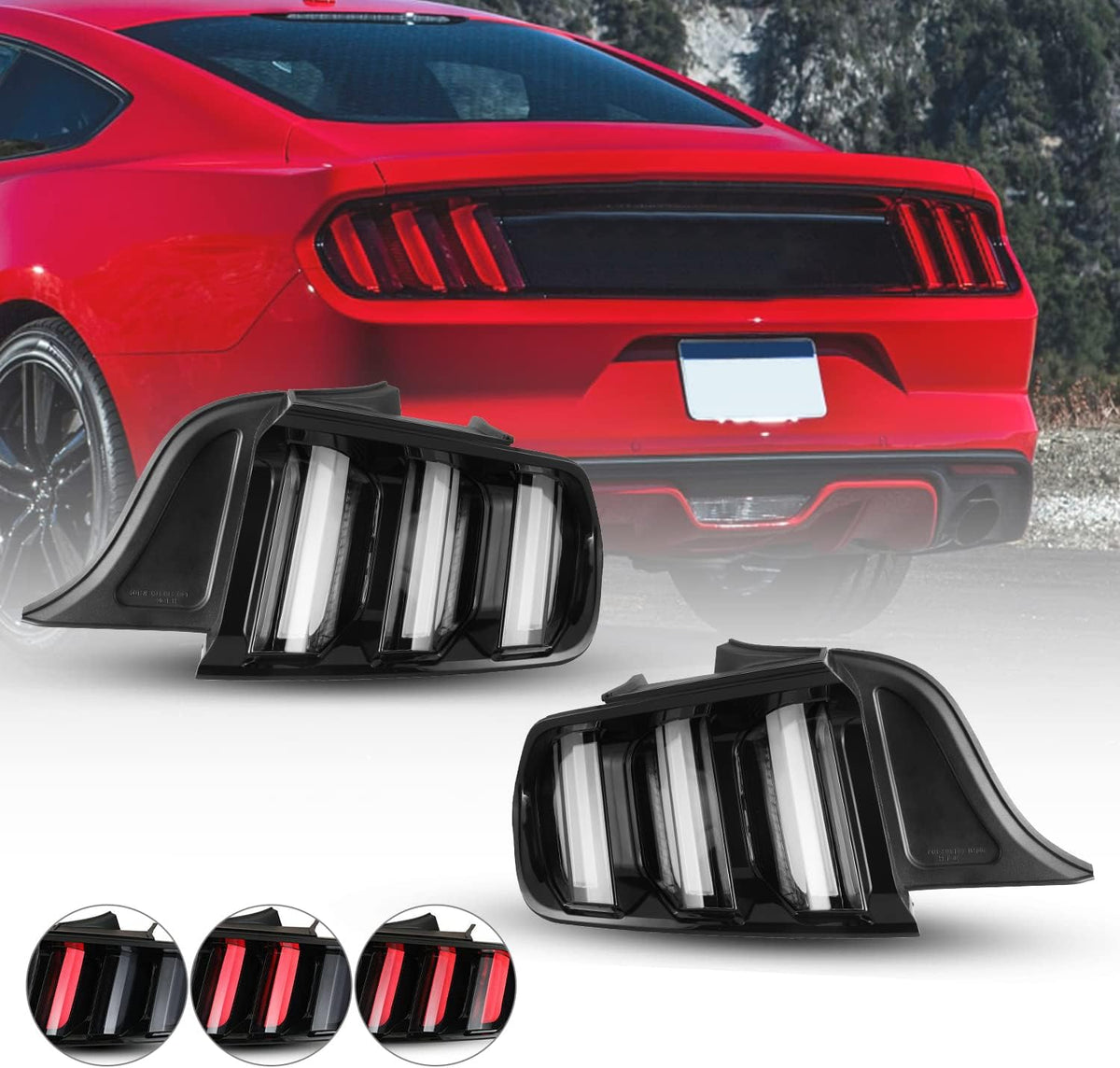 LED Tail Light Pair Black Housing Clear Lens N968