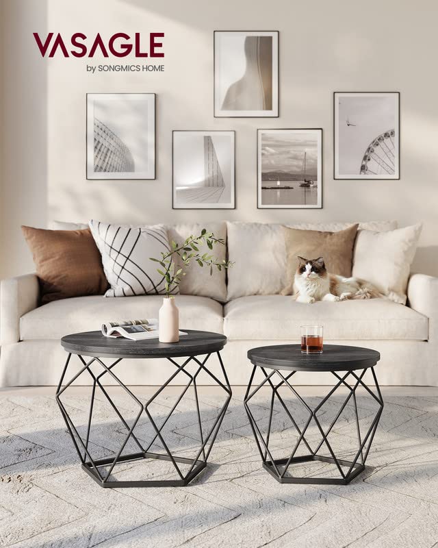 Round Coffee Table Set of 2 Steel Frame P8448