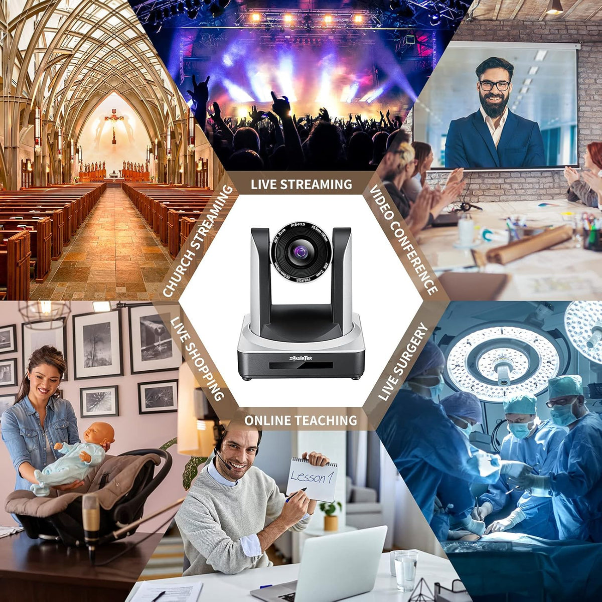 White PTZ IP Camera with Simultaneous HDMI and 3G-SDI Outputs A214