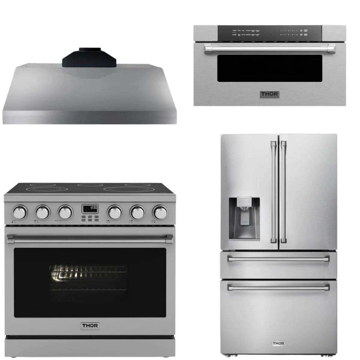36 Electric Range, Range Hood, Refrigerator and Microwave K1294