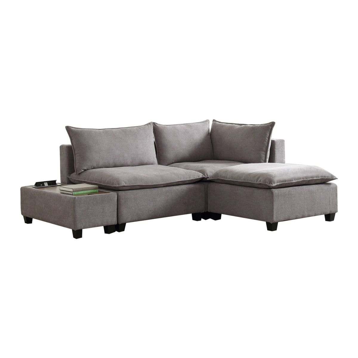95 Inch Loveseat, Ottoman, and Console Table Set, Gray G386