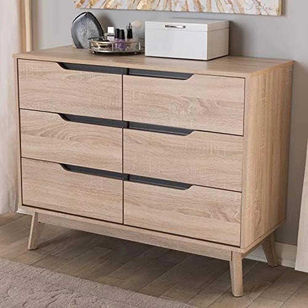 6 Drawer Wood Double Dresser V142543