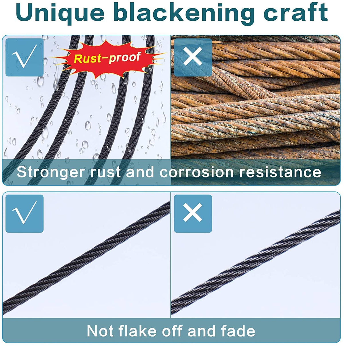 Black Wire Rope Cable Railing T316 Stainless Steel H758798
