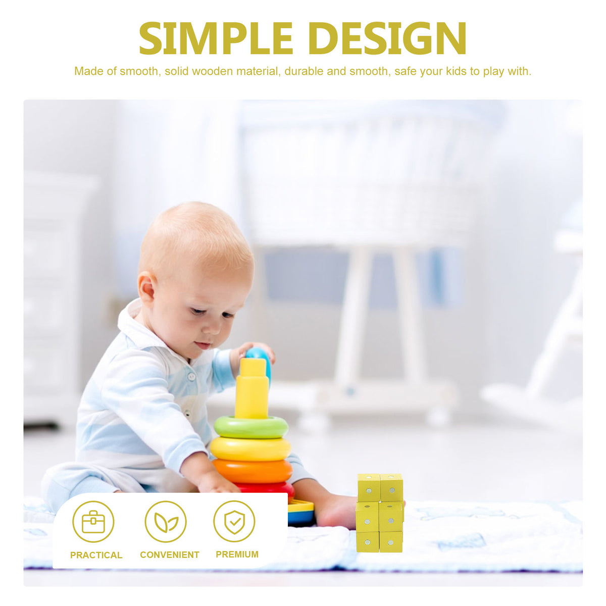 10 Pcs Magnetic Wooden Building Blocks Cube Toy G573