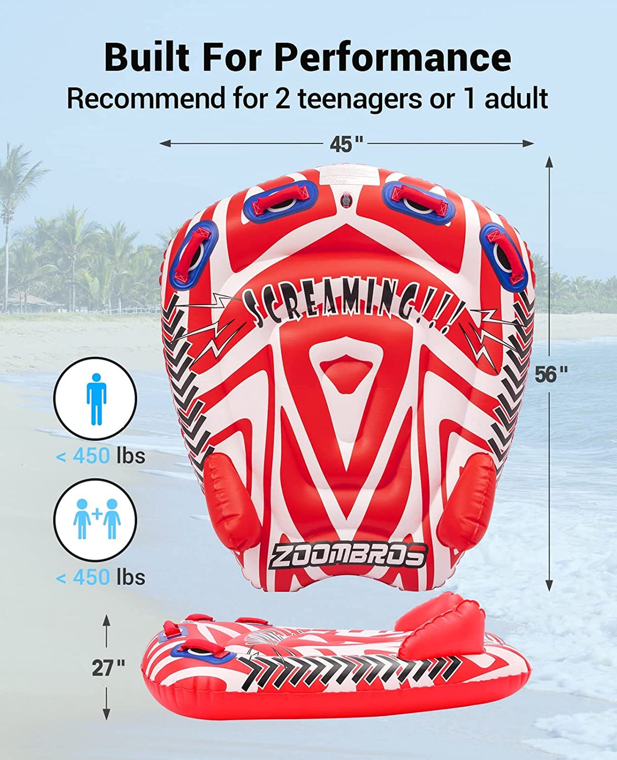 Inflatable Towable Tube for 2 Persons B87872
