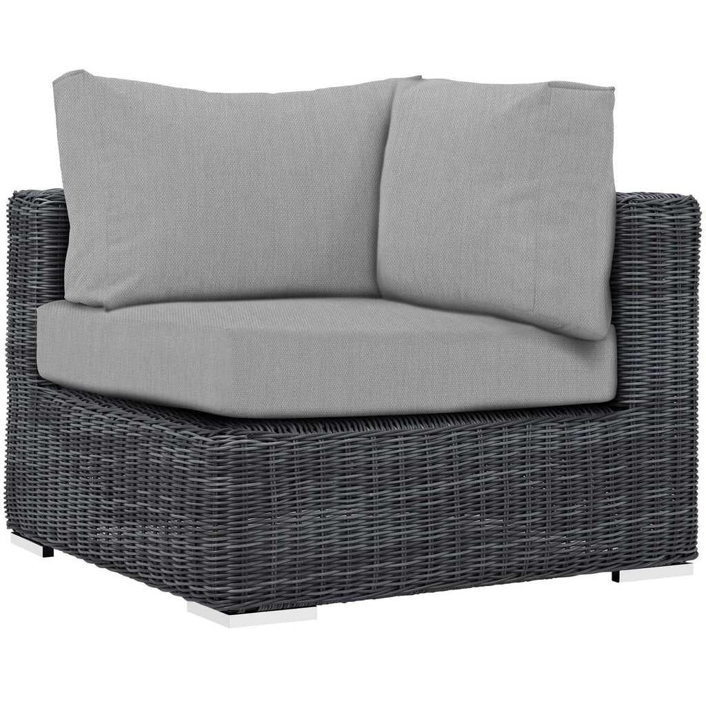 Grey Rattan Wicker Corner Sofa I386