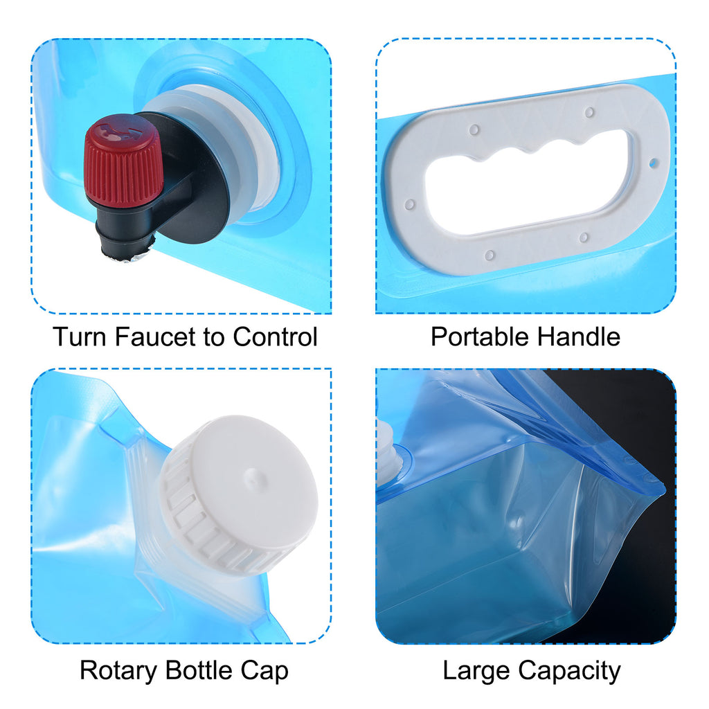 10L Collapsible Water Container Bag with Spigot, 3 Pack Blue S1196